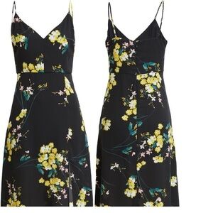 Socialite dress - black/pink/yellow floral with spaghetti straps